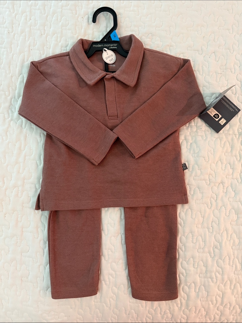 Kids Brown Long-Sleeve Polo Set